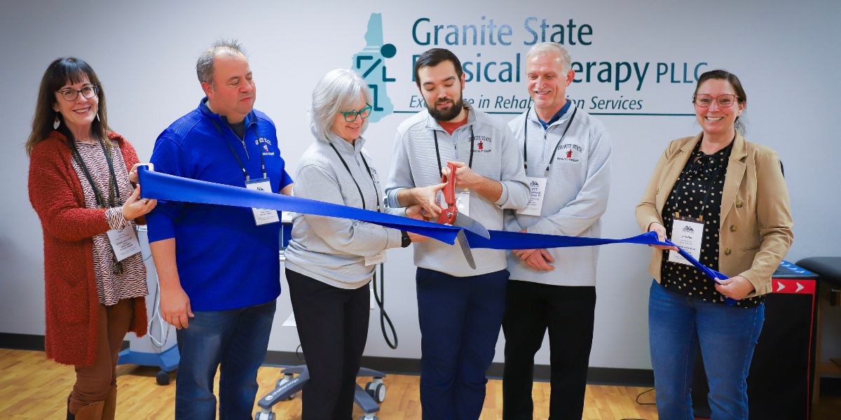 Granite State Physical Therapy ribbon cutting with Central NH Chamber of Commerce in Plymouth, NH