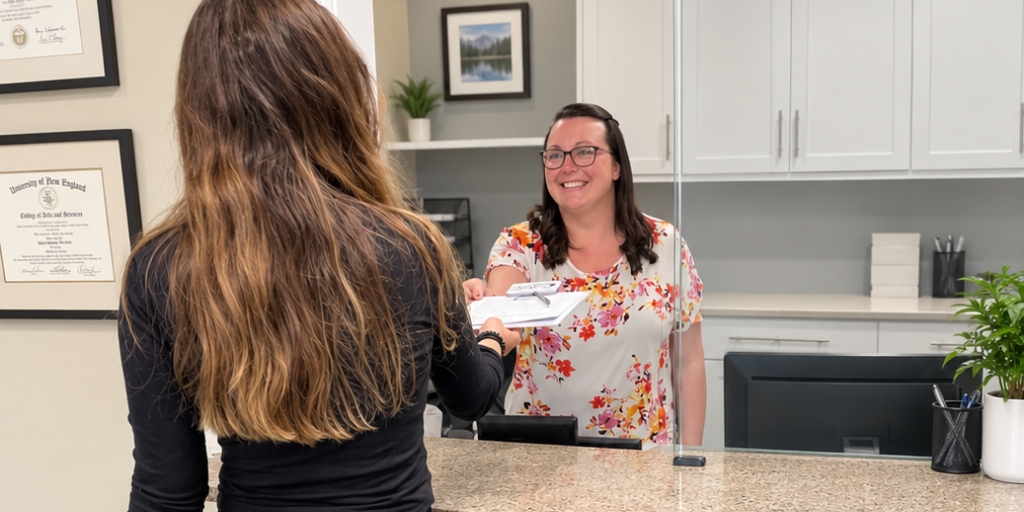 Checking in at Granite State Physical Therapy