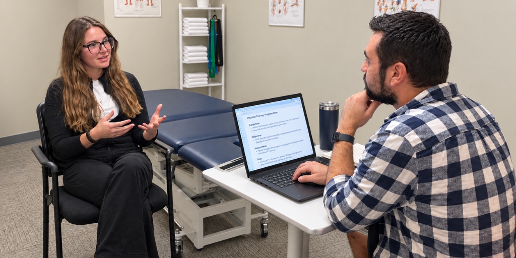 Talking with a physical therapist